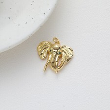 2pcs Gold Elephant Face Charm,14K Gold Plated Brass Animal Elephant Head Pendant