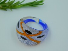 Venetian Glass Handmade Ring, Murano Italian Glass Ring, Artisan Dome Ring "8.5