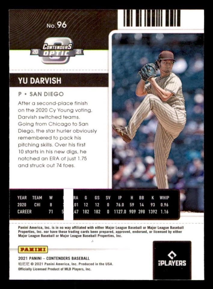 2021 Panini Contenders Optic #96 Yu Darvish - Image 2 of 2