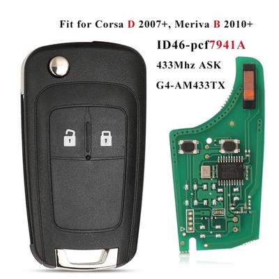 PCF7941A G4-AM433TX Flip Remote Key 2 Button For Vauxhall Opel Corsa D Meriva B