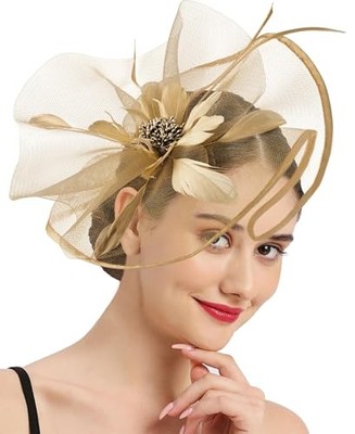 6691 Tea Party Fascinator Hats For Womens 50s Floral Feather Headwear Derby BABEYOND Fascinator Hats for Women Feather Headband Kentucky  main image 4