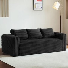 Cloud Loveseat Sofa w/ Memory Foam - Corduroy, Black, 78.74"L