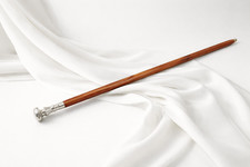 Silver Knob Wooden Walking Stick Cane Vintage Victorian Style Ideal Gift Mom Dad