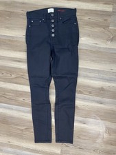 Alice  Olivia Jeans Black Good High Rise Exposed Button Skinny Jeans 25 Cosmos