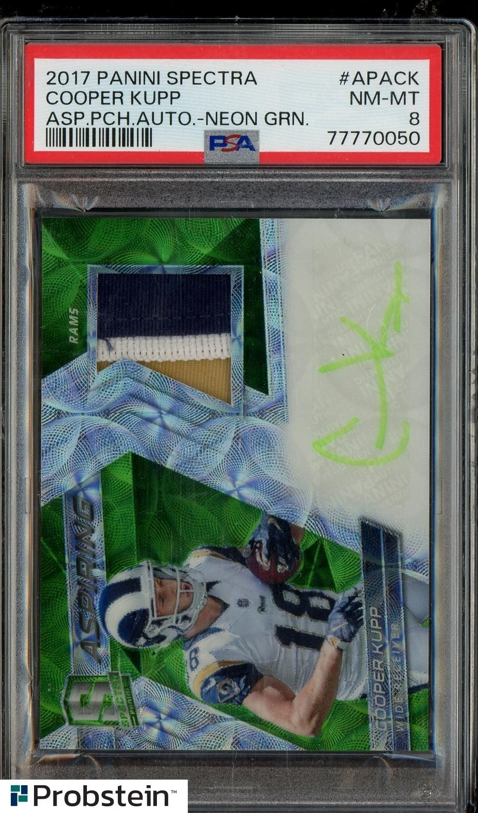 Cooper Kupp Panini Spectra Aspiring Patch Autograph #APACK Neon Green