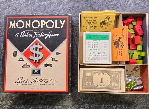 Vintage Monopoly Board Game – Parker Brothers 1935 – Early Set – Original Box!!