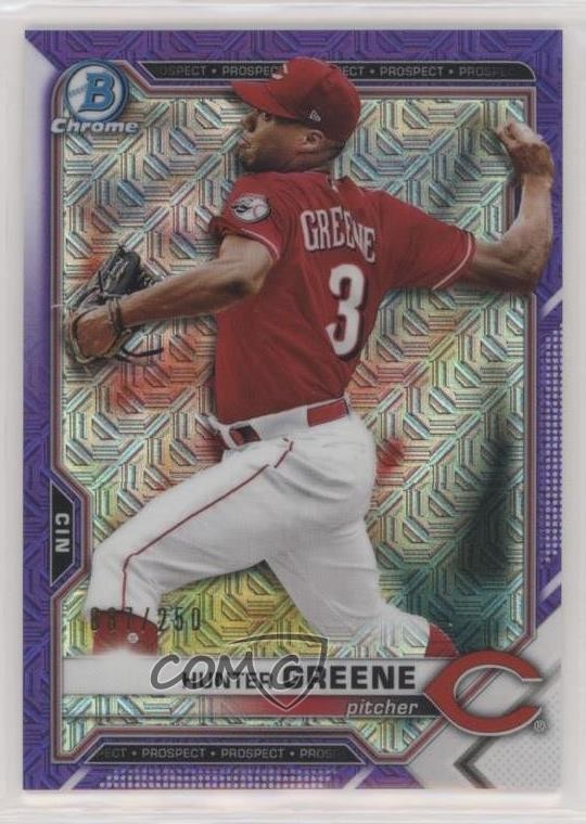 2021 Bowman Chrome Prospects Mega Box Purple Mojo Refractor Hunter Greene 1p5
