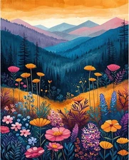 Mountain Canvas Paint by Numbers for Adults,Flowers 16x20inch, Flowers 