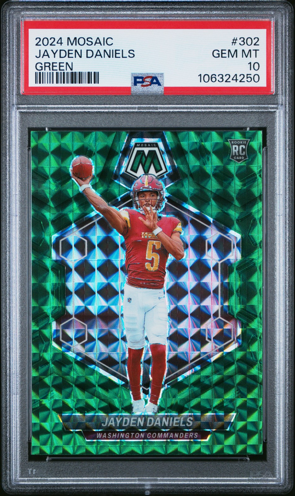 2024 Panini Mosaic Jayden Daniels Green #302 RC PSA 10
