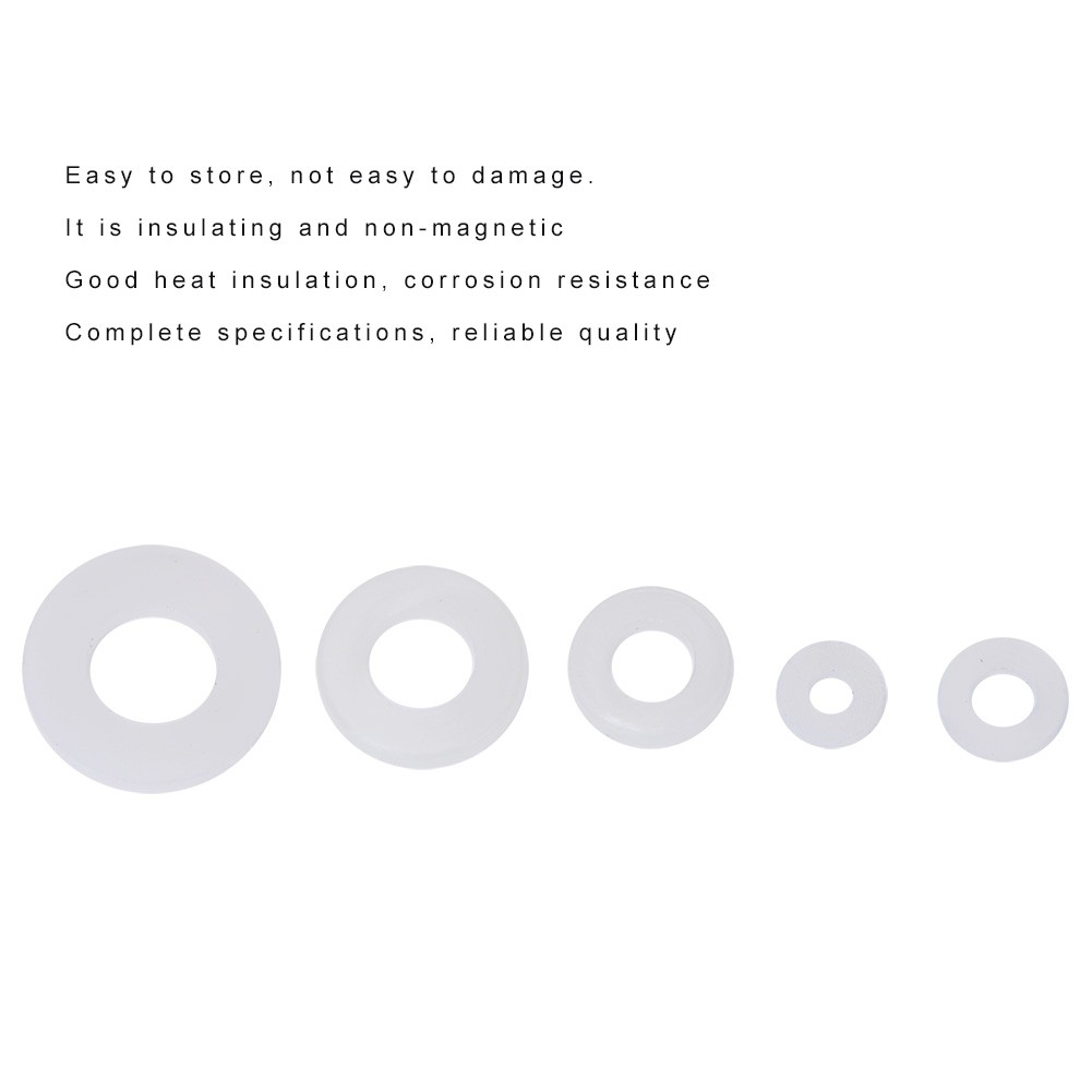 250PCS Nylon Washer White Insulated Corrosion Resistant M2~M6 Gasket Kit