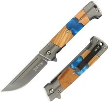 Elk Ridge Assisted Folding Knife 3.5" 3Cr13MoV Steel Blade Wood/Resin Handle