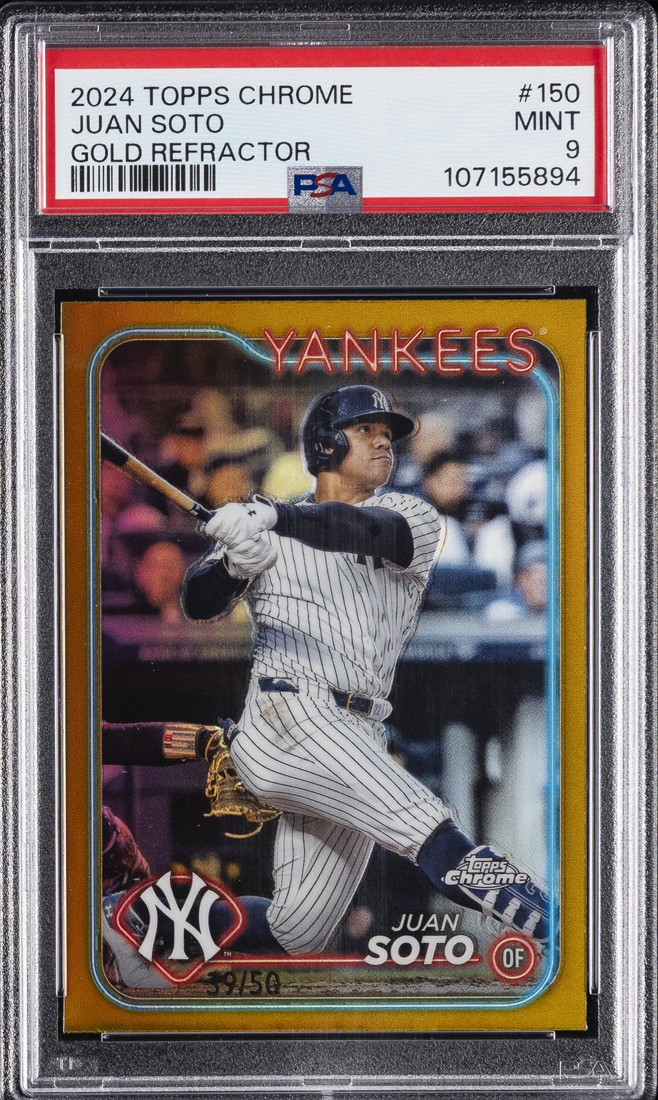 2024 TOPPS CHROME GOLD REFRACTOR #150 JUAN SOTO 39/50 PSA 9