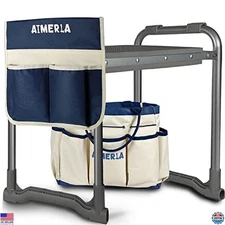 Heavy-Duty Foldable Garden Kneeler & Seat with Thick Pad, Tool Bags & Pockets