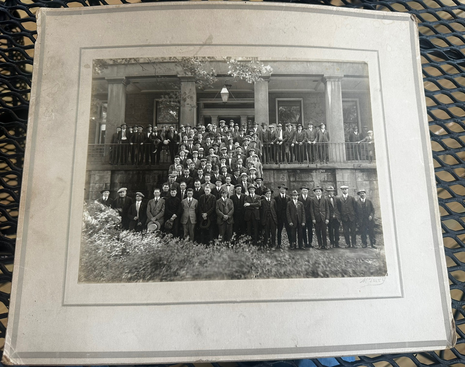 Antique 1900s  Group Photo 100 MEN Large 12 x 14