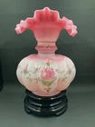 Vintage Fenton Rosalene Melon Vase Messenger Exclusive Signed Bill Fenton #1077