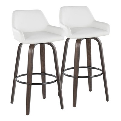 Daniella 30'' Contemporary Fixed-Height Barstool with Swivel in Walnut Glazed W