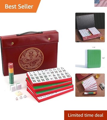 Extra-Large Chinese Mahjong Set with Melamine Tiles & Travel Case - Complete ...