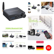 Digital Analog Wandler 192kHz Bluetooth DAC mit Kopfh&ouml;rerverst&auml;rker und Netzteil