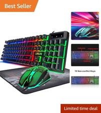 Adjustable Backlit Gaming Combo: LED Keyboard Mouse with 4800 DPI Precision