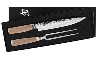 Shun Premier Blonde 2 Piece Carving Set with 9.5 Inch Slicing Knife and Carving