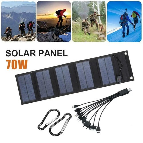 70W Foldable Solar Panel 5V USB Portable Battery Charger for Cell Phone Outdoor - 第 4/13 張圖片