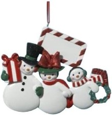 Snow Family of 3 Ornament to Personalize 3.5 Inches
