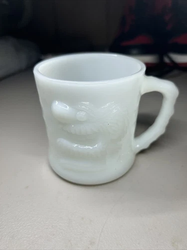 Grog Mug Cup BC Comic's The Cave Man Vintage Milk Glass Johnny Hart Fire King
