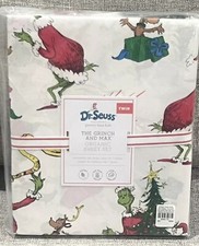 NEW Pottery Barn Kids Dr. Seuss's The Grinch  Max Twin Sheet Set, Christmas
