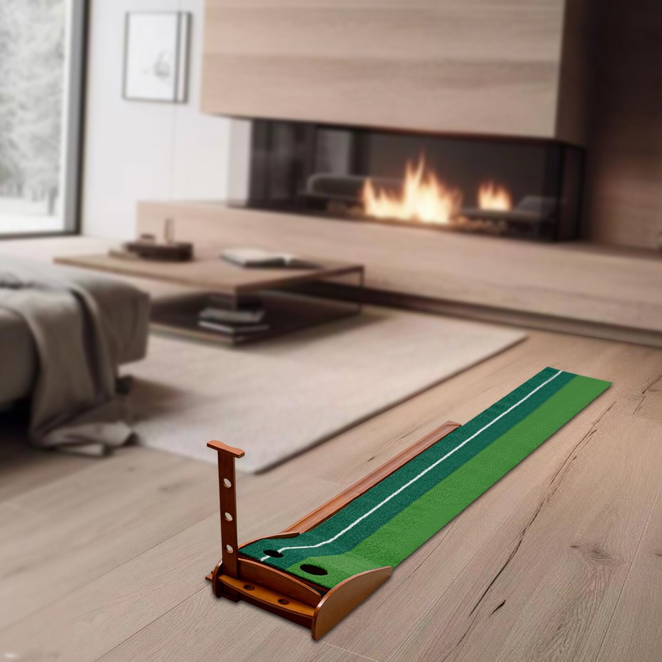 Indoor Golf Putting Green Practice Mat Exerciser W/Auto Ball Return