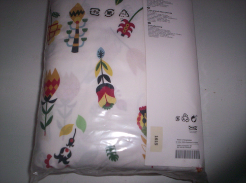 IKEA Rosenfibbla KING Duvet Cover Scandinavian Floral Cotton NIP - Picture 2 of 8