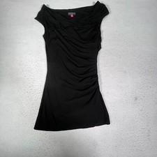 Vince Camuto Short Sleeve A Line Dress Womens XS Extra Small Black Ladies