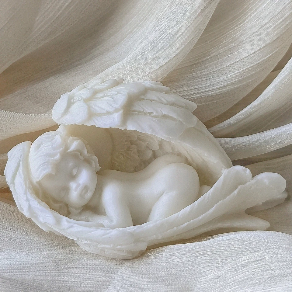 Molde de velas de silicona Love Angel Wing hágalo usted mismo jabón de resina yeso molde para chocolates Foto 4 de 4