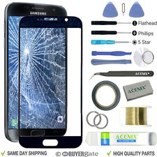 SAMSUNG GALAXY S7 Black Replacement Screen Front Glass Lens Repair Kit 2mm Tape
