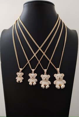 10k Echt Gold Anhänger Halskette, 10K Echt Gold Teddybär Charm, Bestes Geschenk für sie
