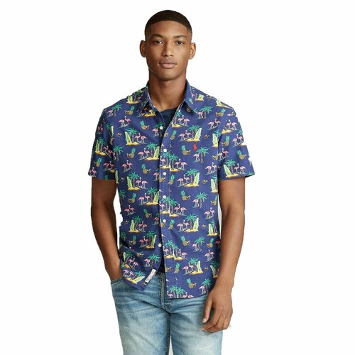 mens short sleeve flamingo shirt