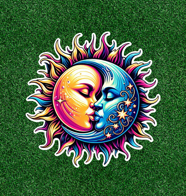 Celestial sun kissing moon 100% waterproof vinyl sticker decal - many ...