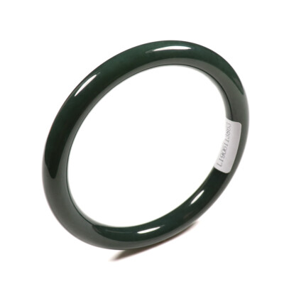 59mm Certified 100% Natural Black Green Jade Bangle Bracelet Hetian Nephrite 779