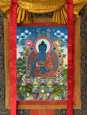 Originnal Hand-painted Medicine Buddha, Bhaisajyaguru, Tibetan Thangka Painting