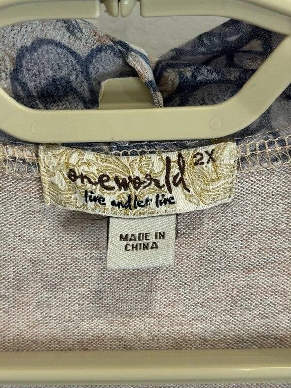 Cárdigan para mujer One World rosa púrpura suave frente abierto plumero bufanda ribete talla 2X Foto 4 de 4