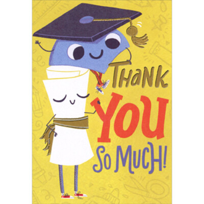 Thank You So Much Smiley Face Diploma Cap 8 Graduation Thank You Notes for Boy