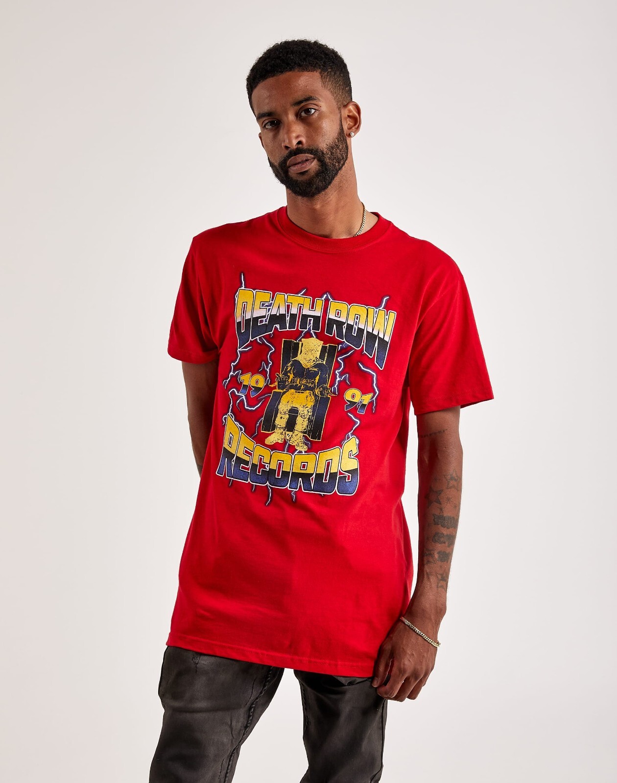 FILA T shirt rap manica corta sedia elettrica Death row records 1991 rossa uomo XL