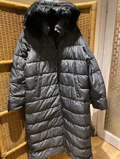 Lands End Womens Hooded Maxi Coat Grey In Size Xl