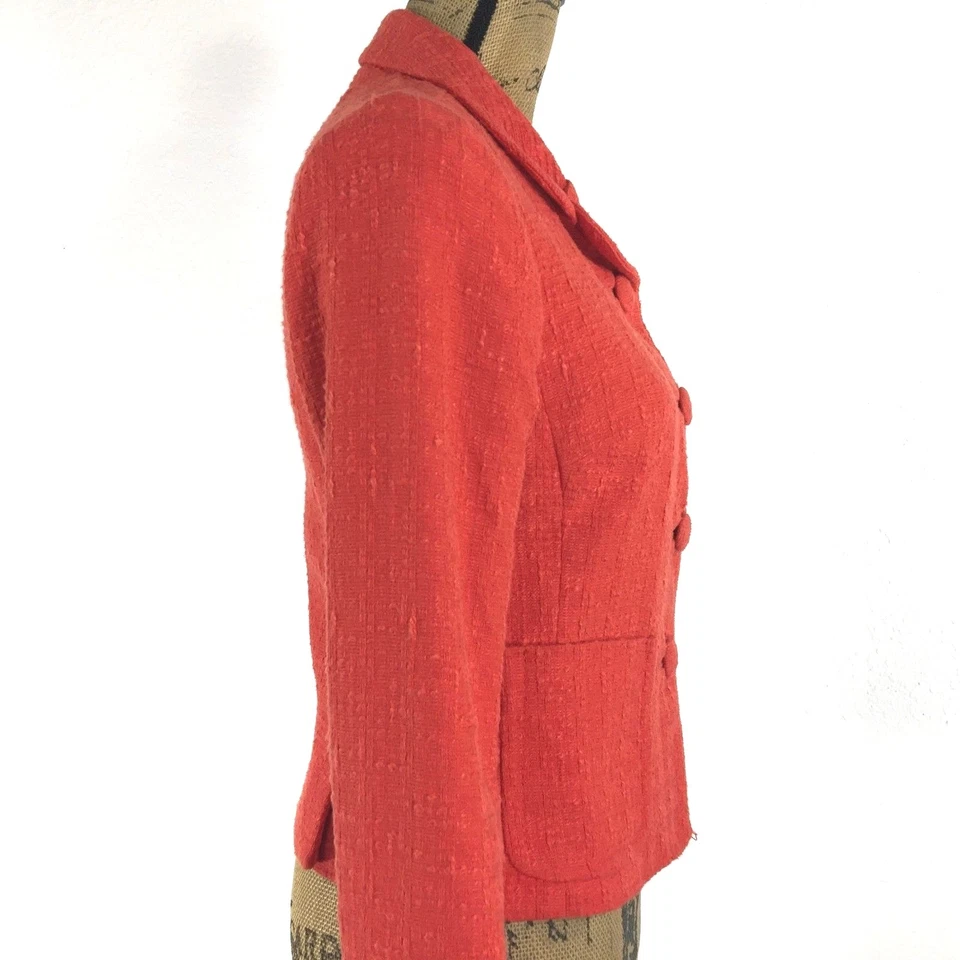 Blazer Banana Republic 0 XS Naranja Tejido Textura Algodón 2 Bolsillos Chaqueta Trabajo Foto 2 de 4