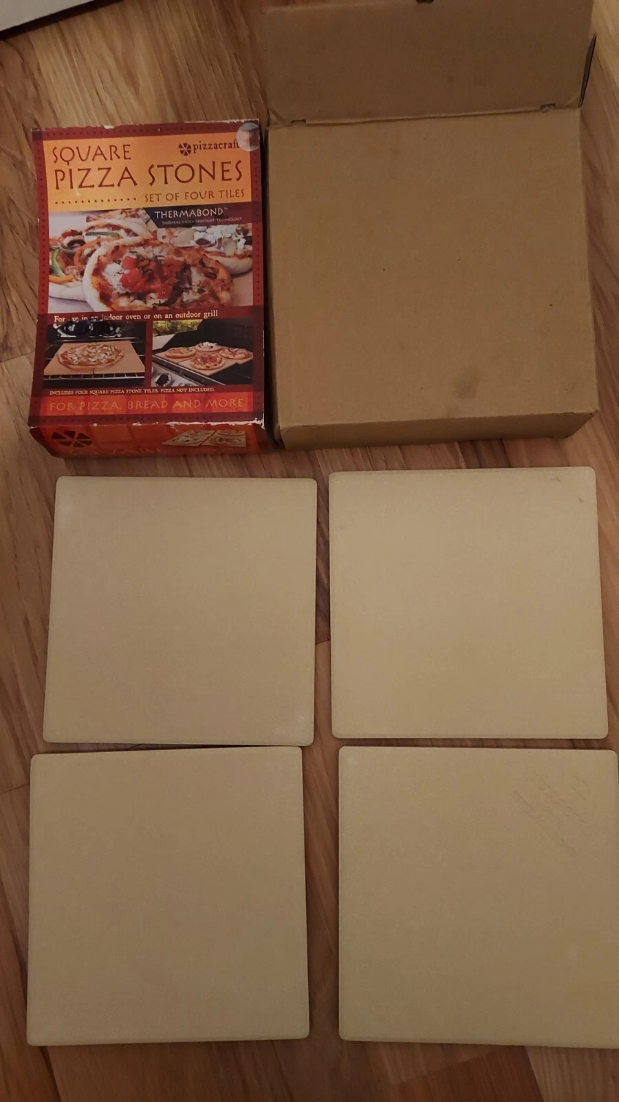 Pizzacraft Square Thermabond 7 Inch Mini Baking Set 4 Pizza Bread Stones Unused