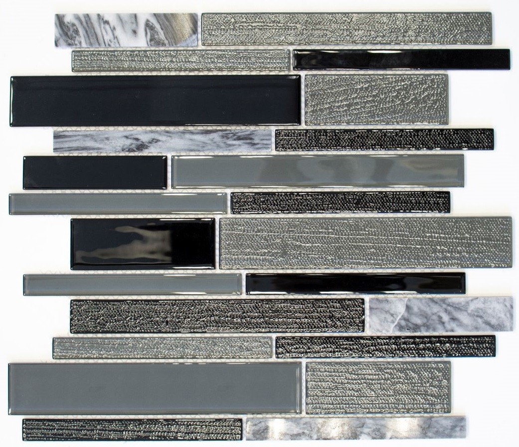 Mosaïque Verre Pierre Gris Clair – 10 Plaques – Mosaik-Netzwerk – Bain/déco