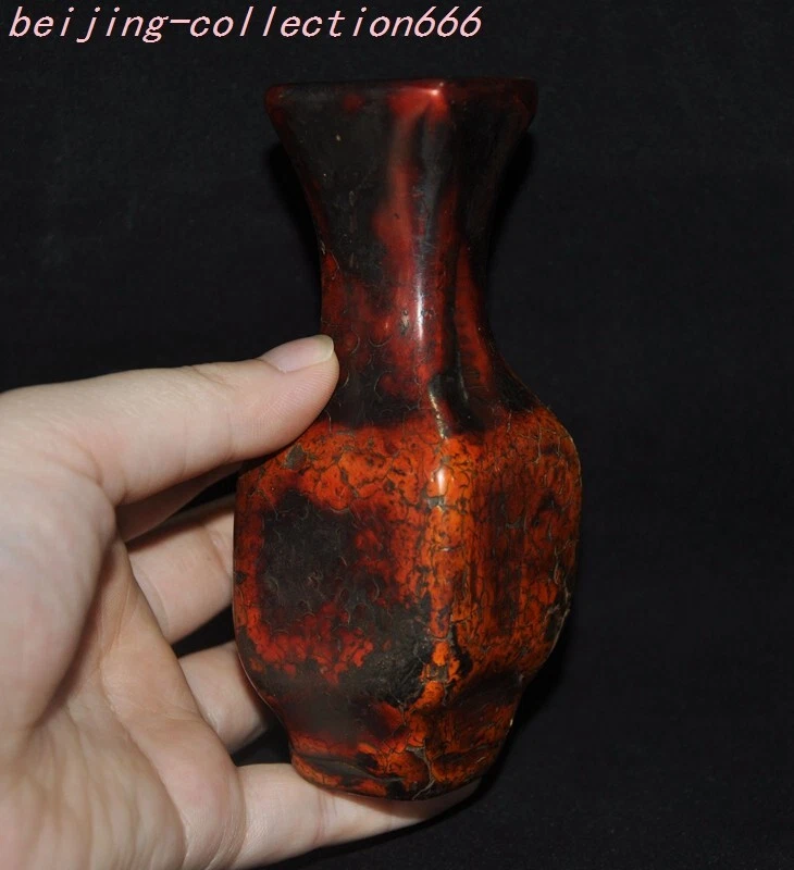 4.6"China Dynasty palace old amber Carved small Bottle Vase Jar - Image 2 of 4