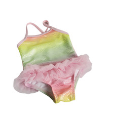 Wonder Nation Baby Girls One Piece Swimsuit Mermaid Rainbow Pink Tutu 0-3 Months