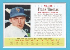 2022-1963 Cereal Card - #196 Frank Thomas- New York Mets