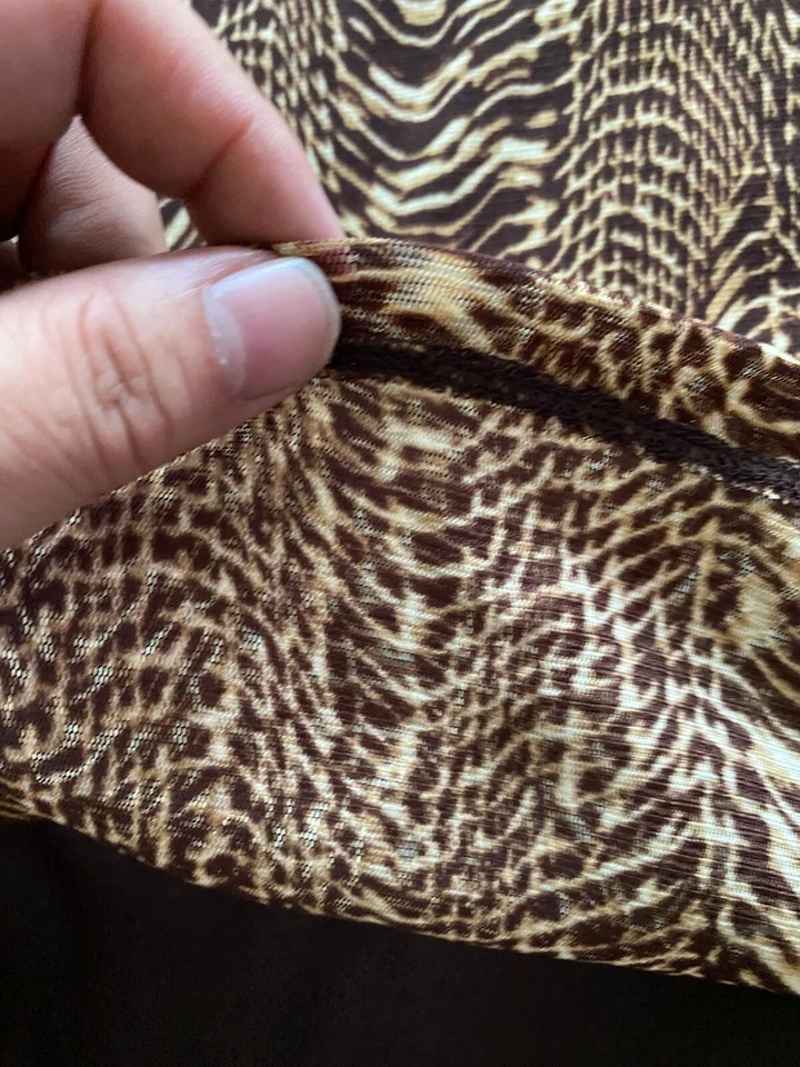 Blusa Liz Claiborne Mujer Piel de Serpiente Transparente Manga Corta Forrada Marrón Talla XL Foto 4 de 4