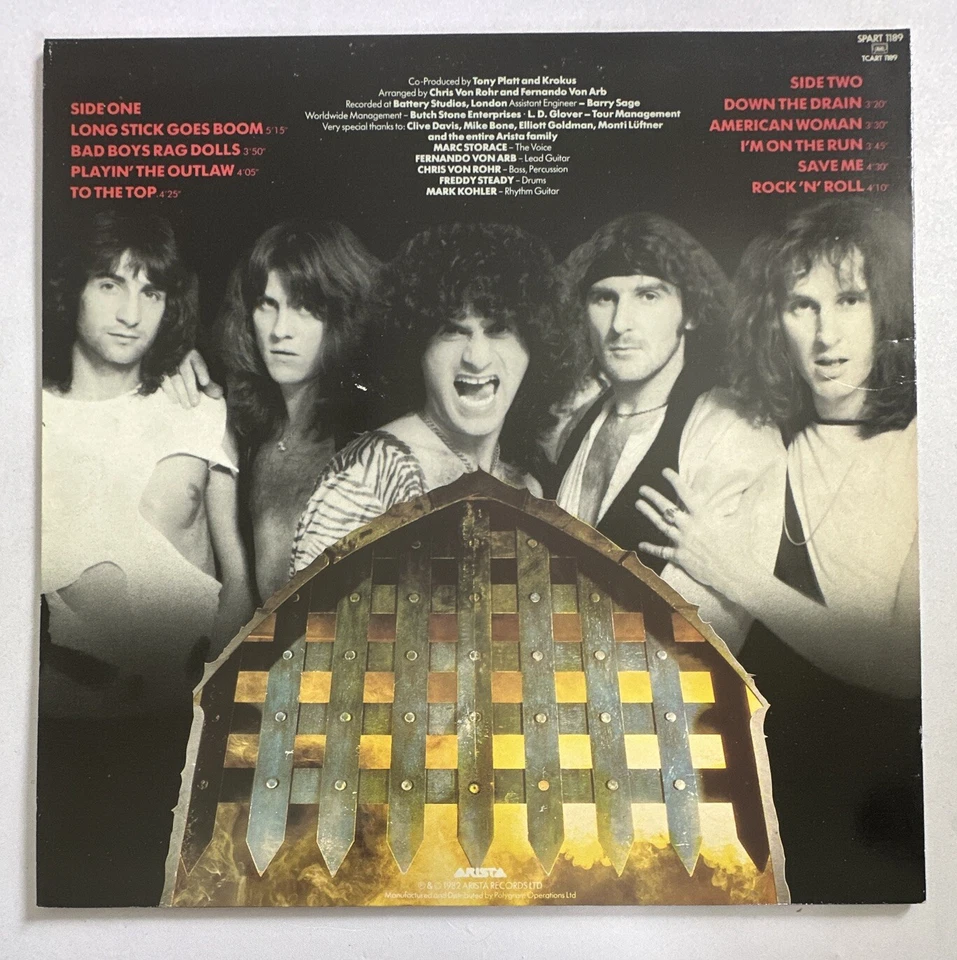 Krokus One Vice At A Time LP  Vinyl  Arista Records 1982 Heavy Metal Ex / Vg+ - Image 3 of 4